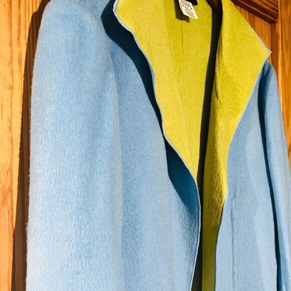 VTG Bernard Holtzman Harve Bernard Color Block Wool Blend Fleece Open Jacket - Picture 4 of 11